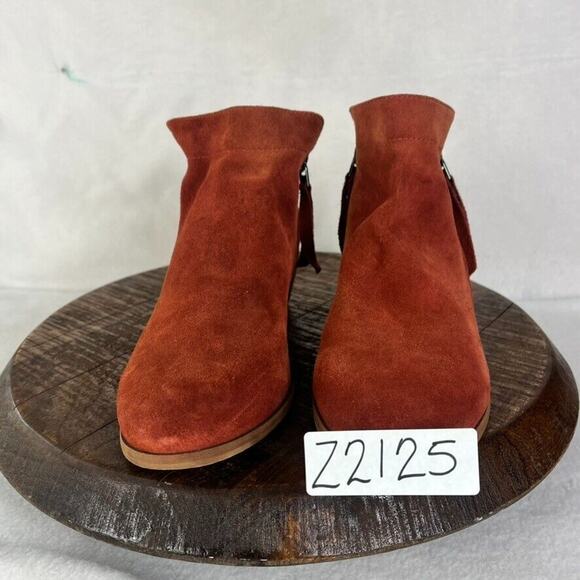 Sam Edelman Booties Womens 9 Packer Rust Suede Leather Stacked Heel Ankle - Picture 11 of 13